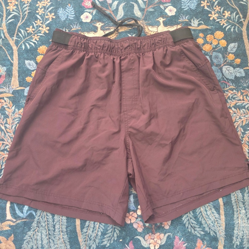 LEG3ND Mens XL Athletic Workout Shorts Maroon Burgundy Elastic‎ Waist Drawstring